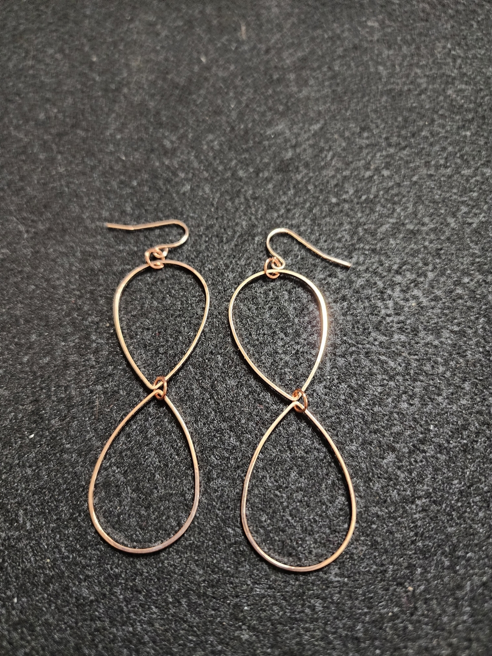 Rose Gold Double Teardrop Dangle Earrings - Women Jewelry